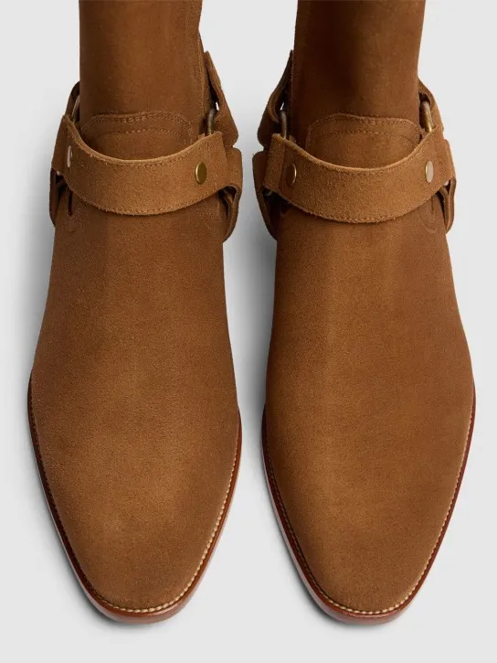 Saint Laurent   Wyatt harness suede boots 