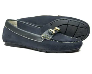 SALE CHELTENHAM Womens Navy Blue Suede Buckle Loafer by Orca Bay