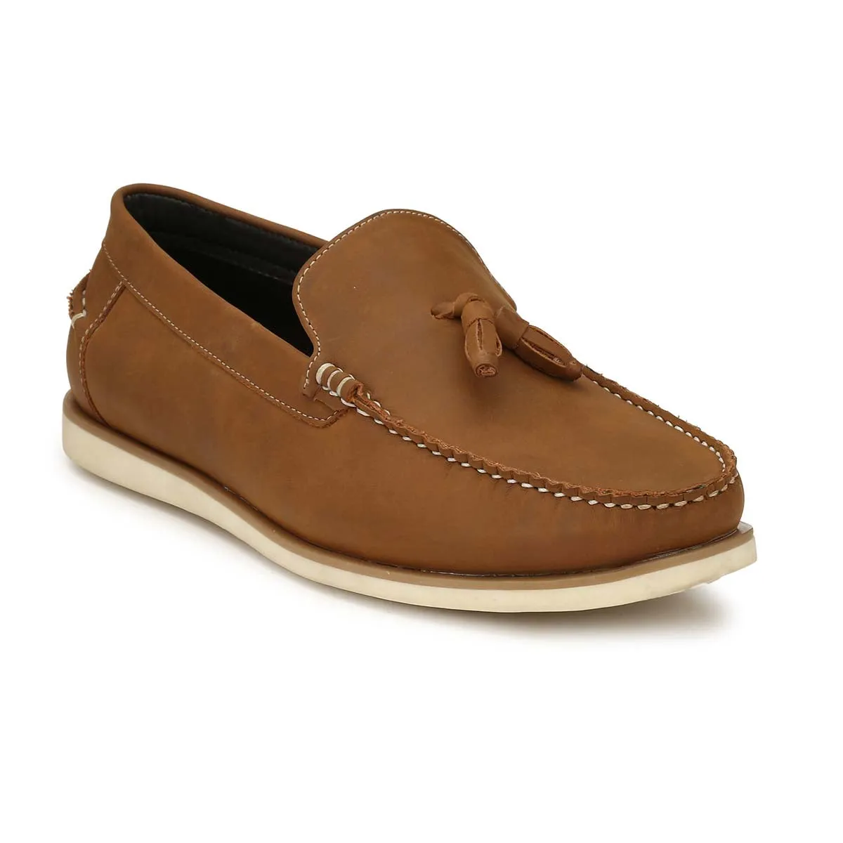 San Frissco Tan Casual Tassel Driving Shoe For Men