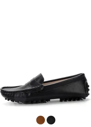 Sika Women's Flat Leather Loafer Black Shoes