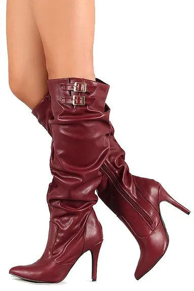 Slouchy Knee High Vegan Leather Boot