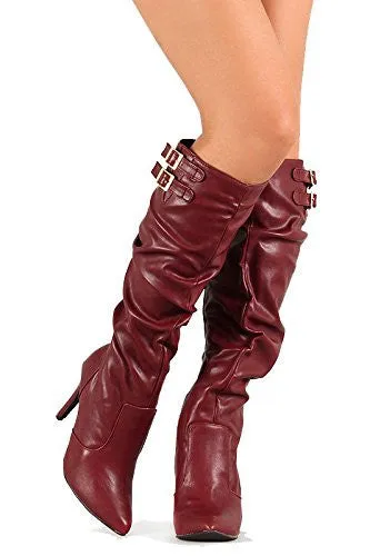 Slouchy Knee High Vegan Leather Boot