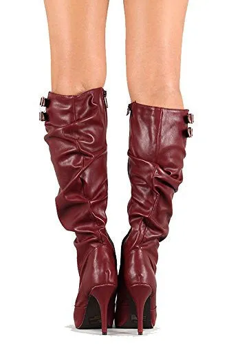 Slouchy Knee High Vegan Leather Boot