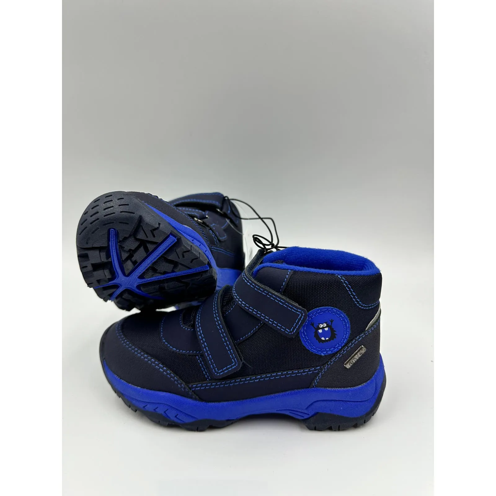 Small Kid Size 13, High Top Dark Blue Hikers w/ Hook and Loop Strap, Rubber Toe Cap