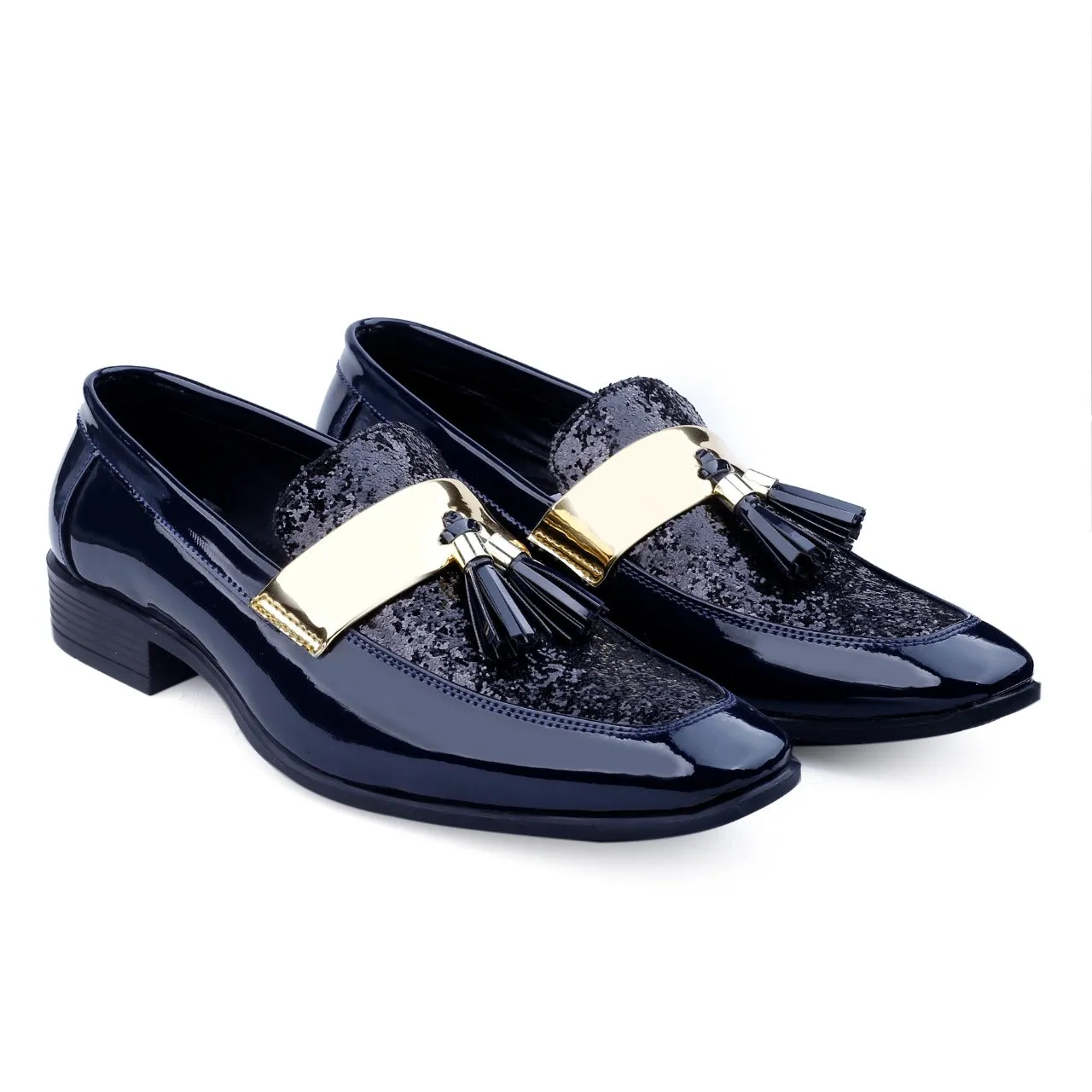 Stylish Wear Men Shiny Blue Color Outdoor Formal And Party Casual Ethnic Loafer-JonasParamount