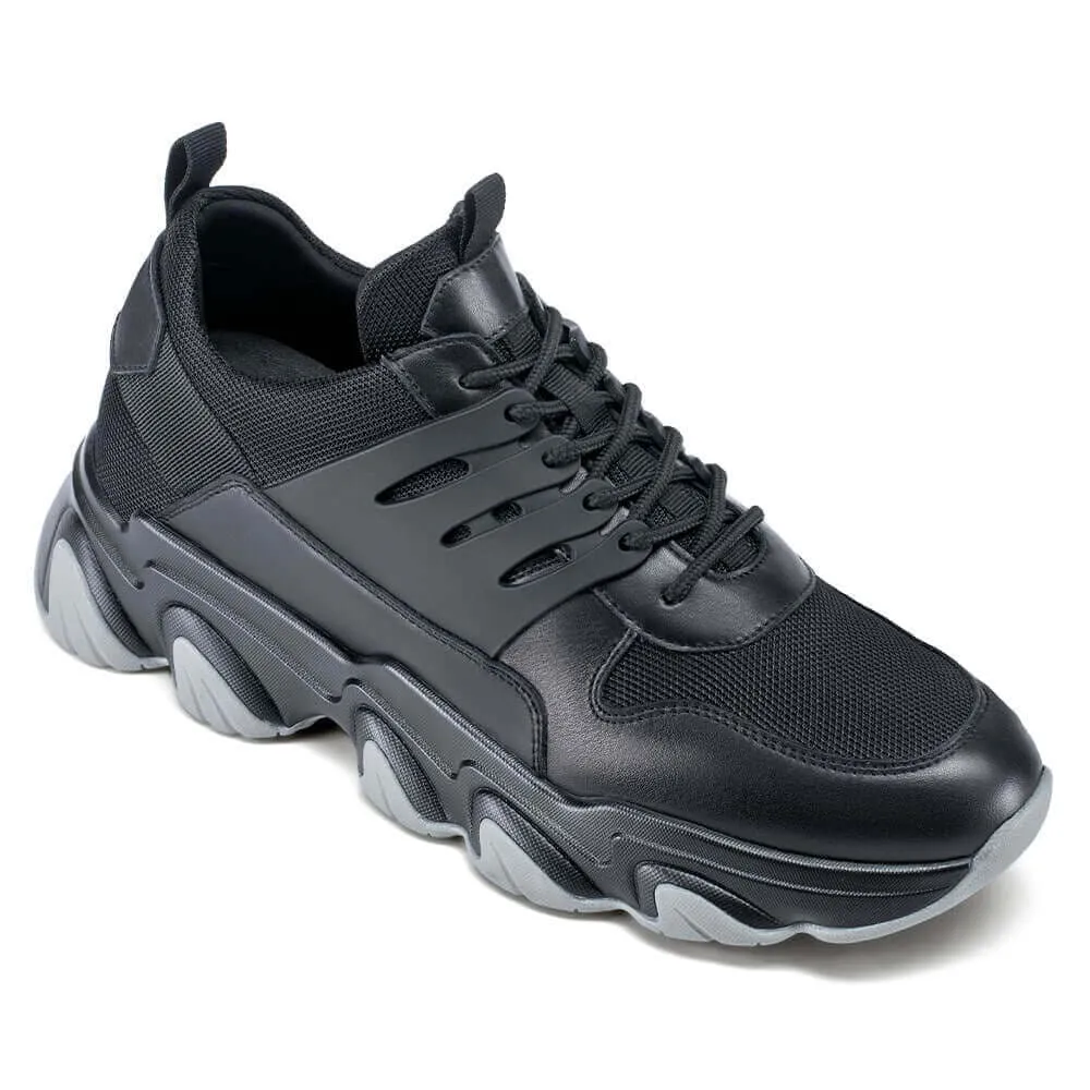 This item only ships to the United States - 7 CM / 2.76 Inches - CMR CHAMARIPA Height Increase Sneakers - Sneakers That Make You Taller - Black Breathable Fashion Men Walking Shoes