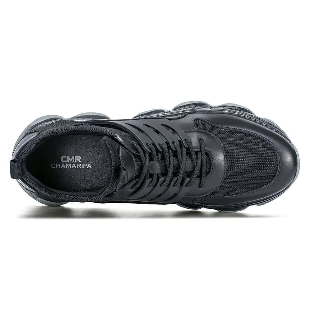 This item only ships to the United States - 7 CM / 2.76 Inches - CMR CHAMARIPA Height Increase Sneakers - Sneakers That Make You Taller - Black Breathable Fashion Men Walking Shoes