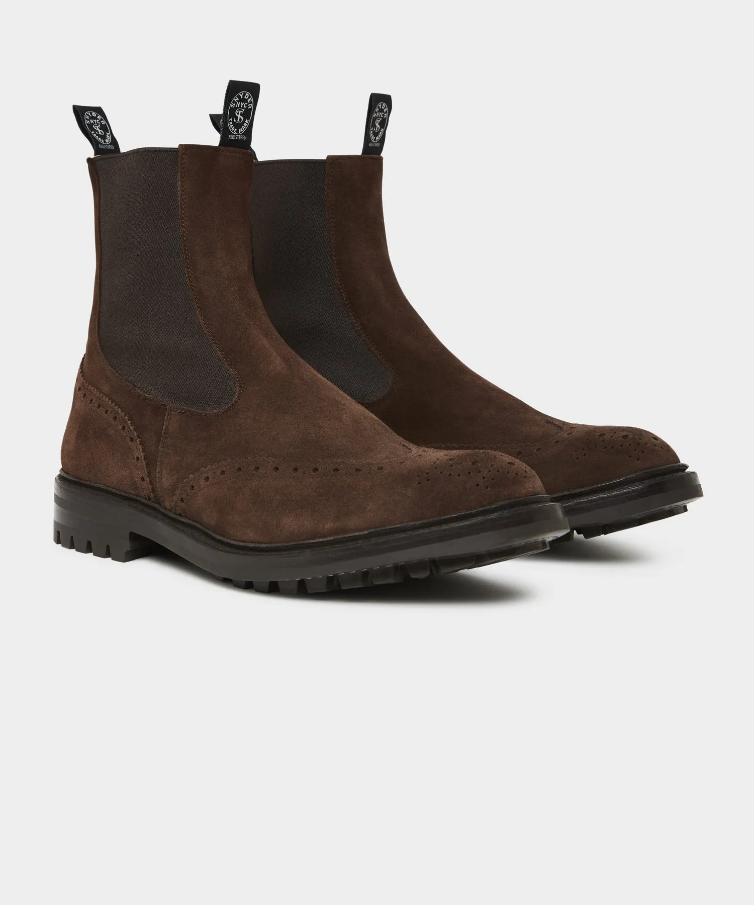 Todd Snyder x Tricker's Henry Wing Cap Chelsea Boot in Brown Suede