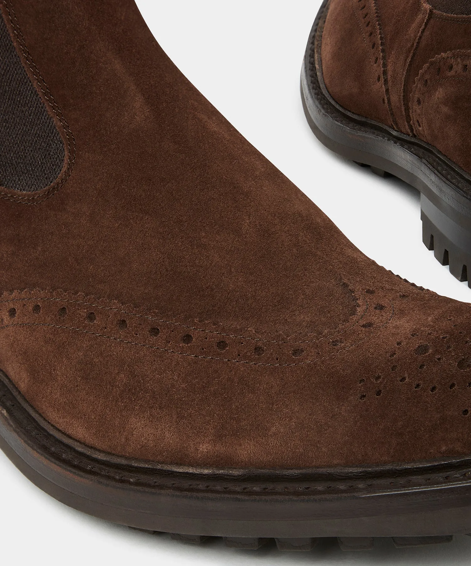 Todd Snyder x Tricker's Henry Wing Cap Chelsea Boot in Brown Suede