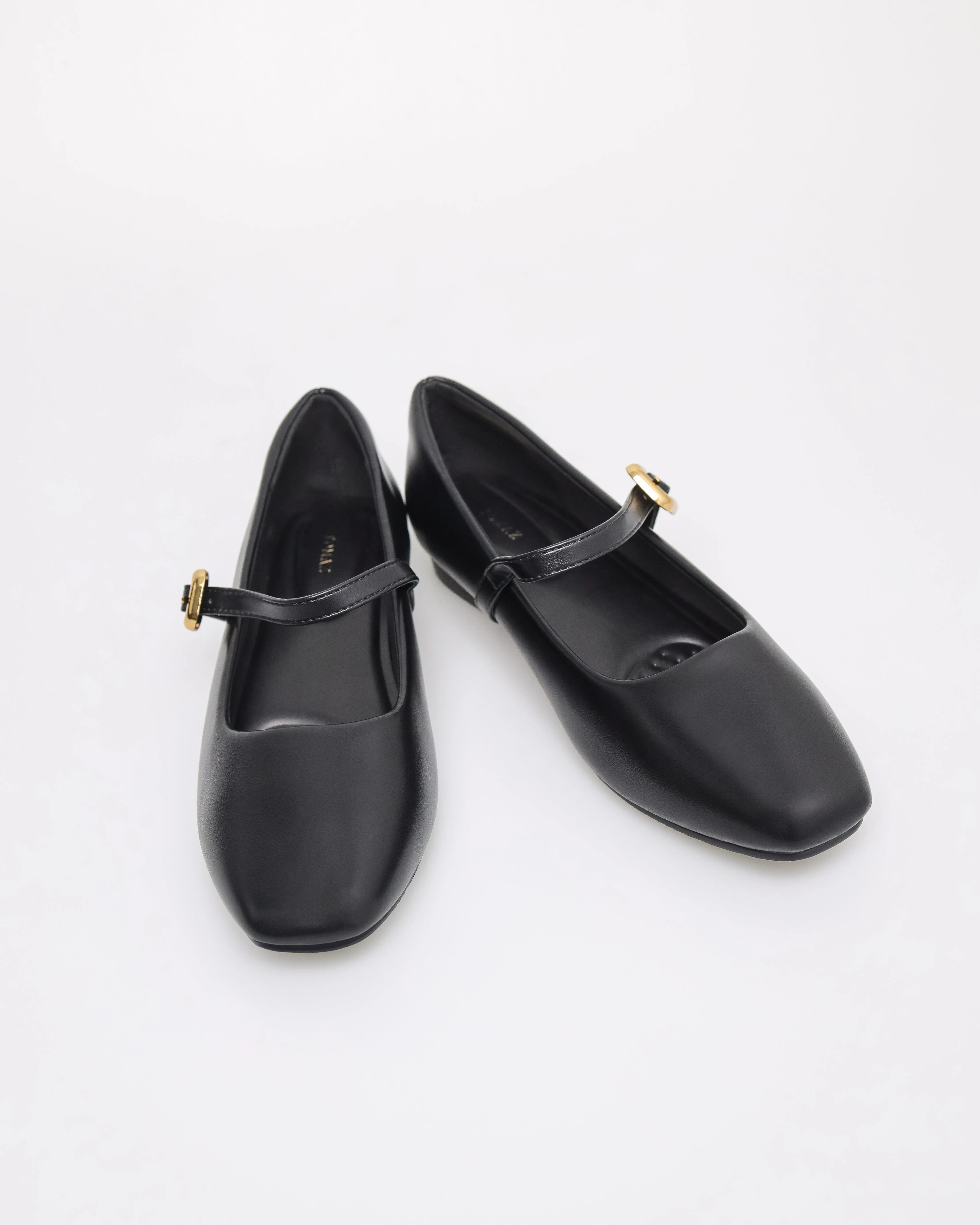 Tomaz NN364 Ladies Buckle Flats (Black)