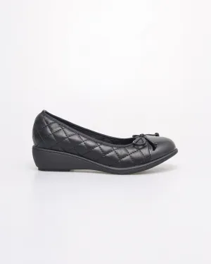 Tomaz YX186 Ladies Ribbon Quilted Flats (Black)