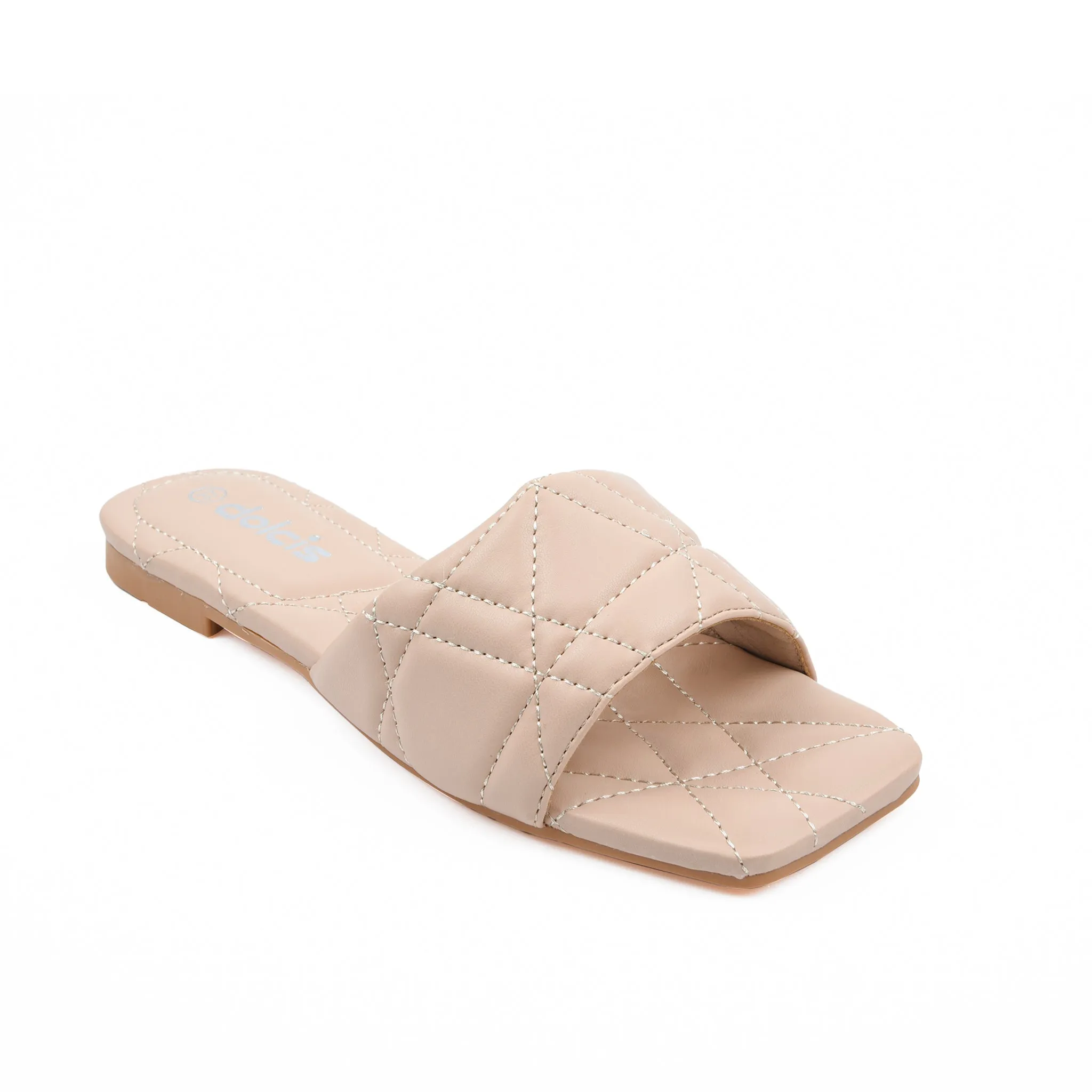 Trendy Beige Quilted Flats | 589J-P