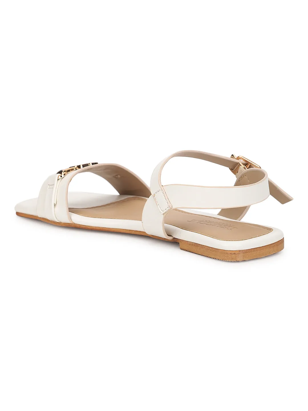 White PU Flats Sandals (TC-ST-005-WHT)