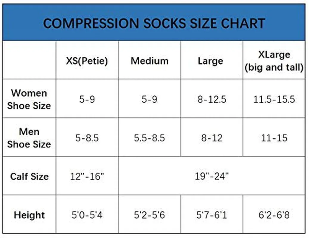 Wide Calf Compression Socks for Women & Men Large Size Circulation 15-20 mmHg