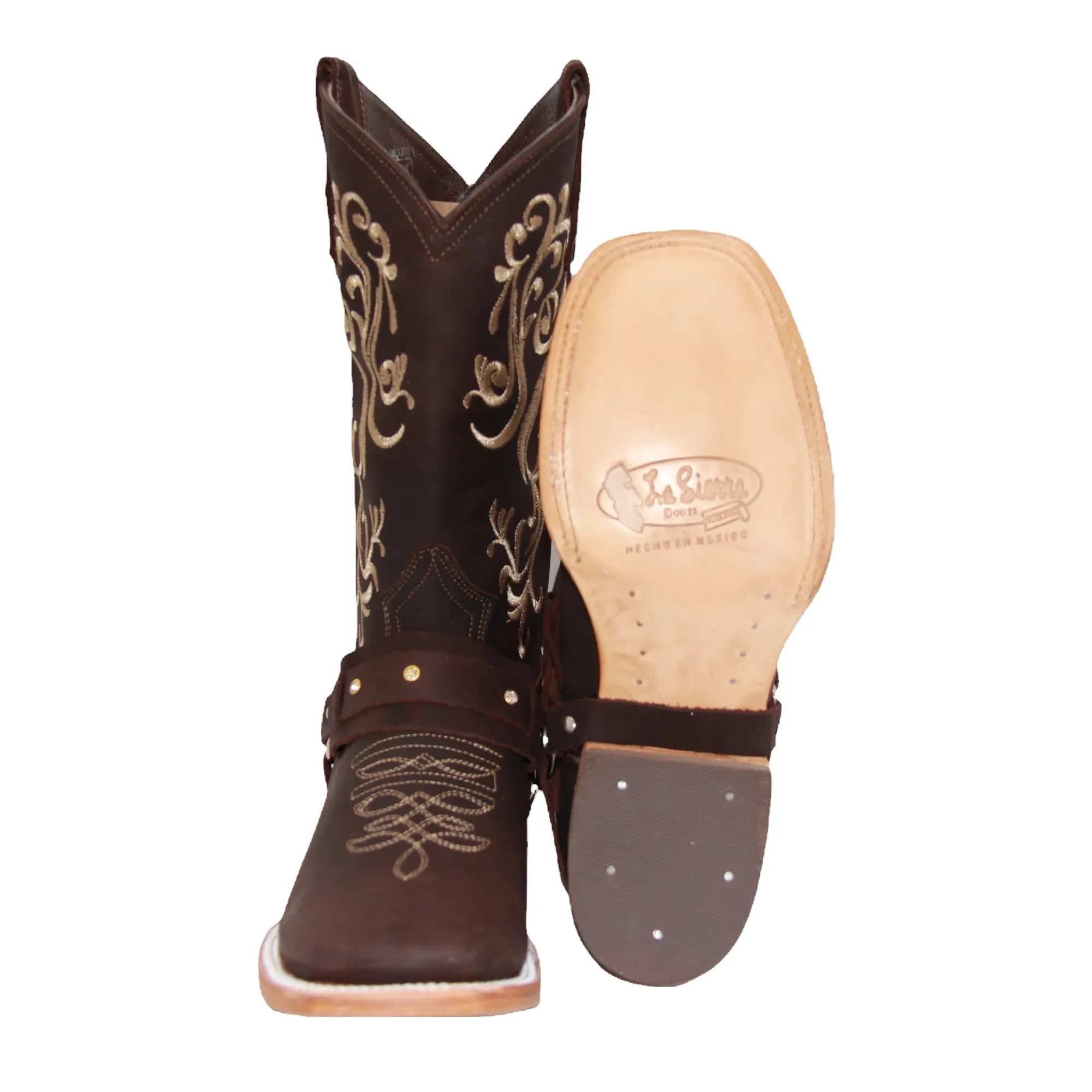 Women’s Floral Embroidered Harness Square Toe Cowgirl Boot