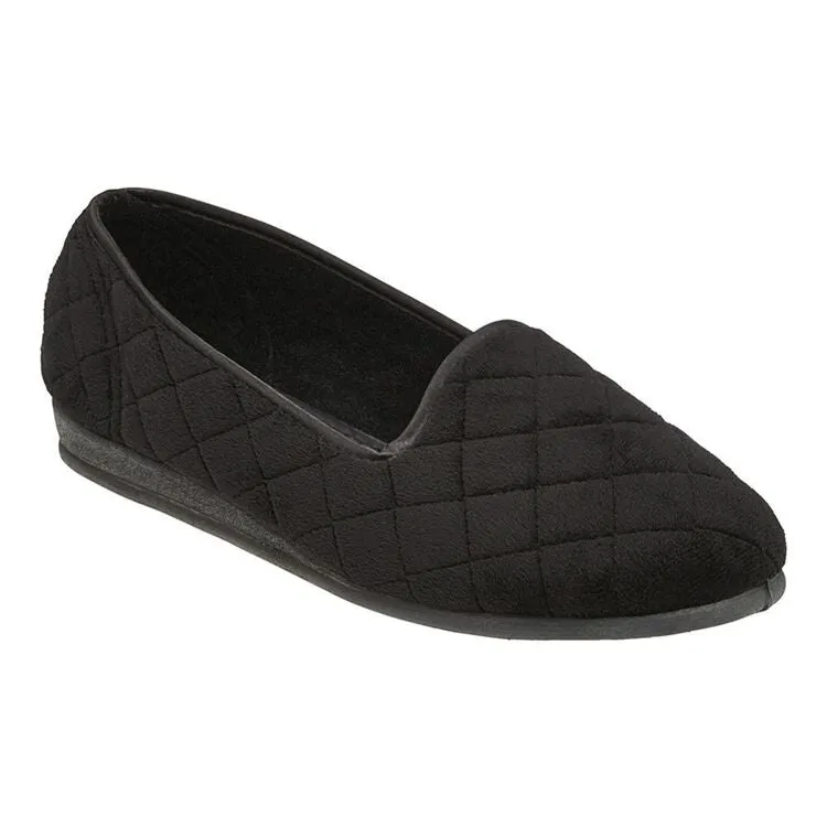 Womens Grosby Dawn Black Comfortable Slippers Ladies Shoes Slip On Flats